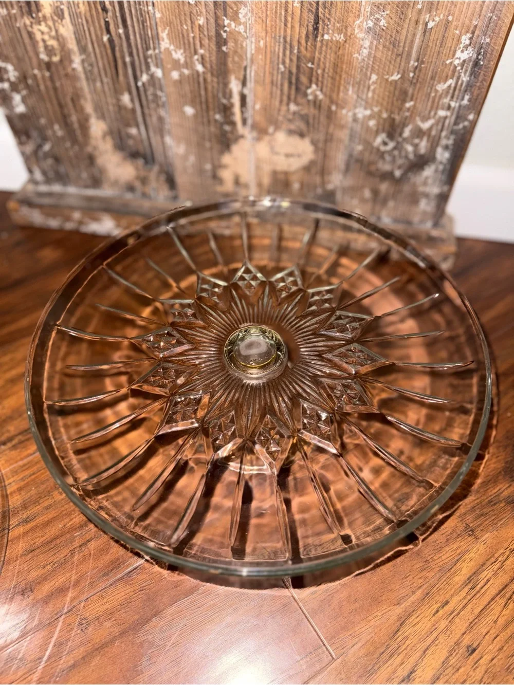 Vintage Pedestal Cake Stand With Etched Floral Lid
